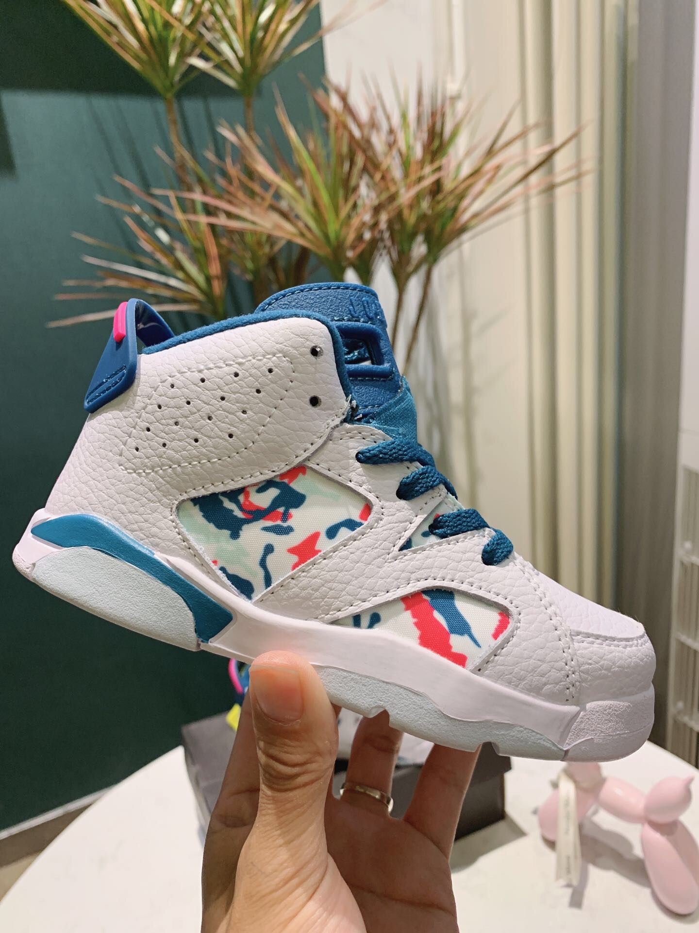 2019 Air Jordan 6 Retro White Blue Colorful For Kids